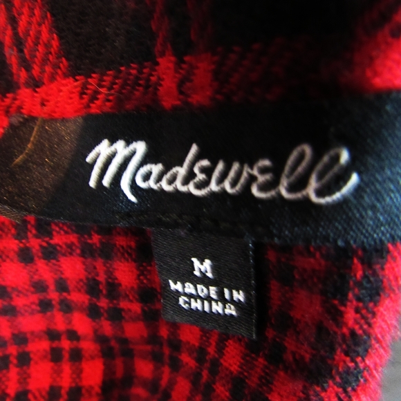 MADEWELL Herald Curtis Tee Red/Black Plaid Top M - Picture 3 of 5